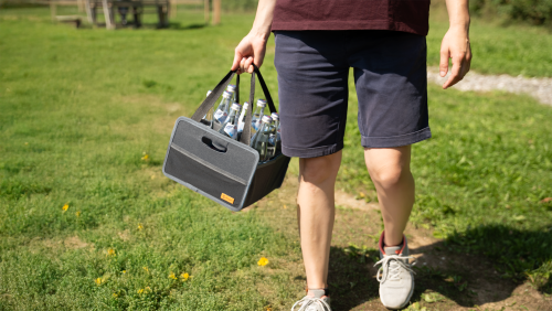 Berger Faltbox Milo mit Flascheneinsatz grau/schwarz - Faltboxen