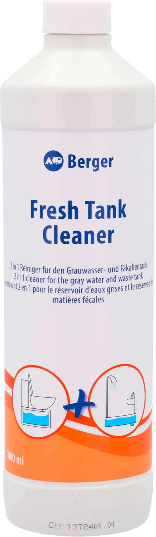 Berger Fresh Tank Cleaner 1 Liter - 2 in 1 Reiniger für den Fäkalien- und Grauwassertank - Wassertankentkeimung & -reinigung
