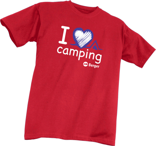 Berger Kinder-T-Shirt I Love Camping rot 164 - Kinder T-Shirts & -hemden