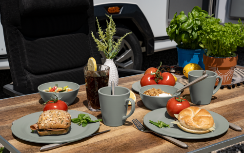 Berger Kynne Polypropylen Geschirr-Set 16-tlg. grau für 4 Personen - Kunststoff und Melamin Geschirr-Sets