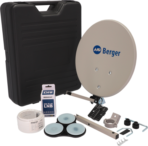 Berger Mobile Sat-Anlage Komplettset Single-LNB im Campingkoffer - Camping-Sat-Anlagen