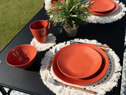 Berger Sevilla RPET Geschirr-Set terracotta 16-tlg. für 4 Personen - Kunststoff und Melamin Geschirr-Sets