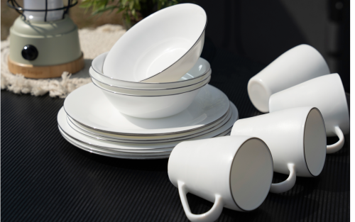 Berger Silenza Opalglas Geschirr-Set 16-tlg. für 4 Personen - Kunststoff und Melamin Geschirr-Sets