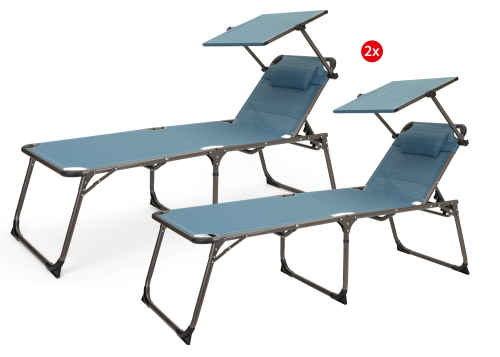 Berger Slimline Dreibein Sonnenliegen Set 2 Stück Persisch-blau - Liegen