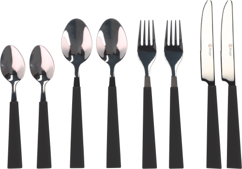 Berger Solona Edelstahl Besteck-Set schwarz 16-tlg. für 4 Personen - Campingbesteck