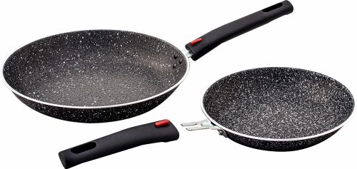 Berger Stone Rock Aluminium Pfannenset mit abnehmbaren Griffen 4-tlg. - Camping Pfannen & Woks