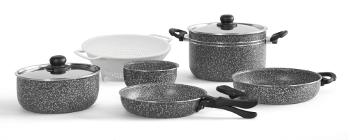 Berger Stone Rock Topfset in Granit-Optik mit Antihaftbeschichtung 10 tlg.  - Kochgeschirr-Sets