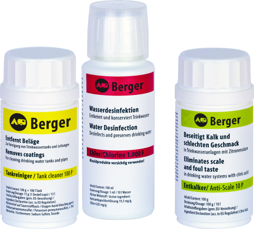 Berger Tankbox 100 Set (Tankreiniger, Wasserdesinfektion & Entkalker) - Wassertankentkeimung & -reinigung