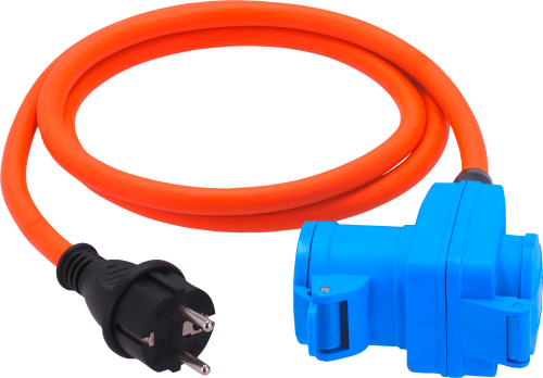 Berger Ultimate Adapterleitung Schutzkontaktstecker und Winkelkupplung mit CEE-Kupplung und Schutzkontaktkupplung 1,5m - CEE-Kabel