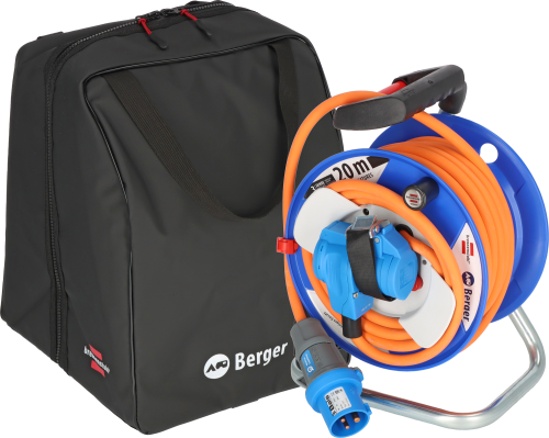 Berger by Brennenstuhl Set Kabeltrommel in Tasche Garant mit CEE-Winkelkupplung und Schutzkontakt-Kombidose 20 Meter - Kabeltrommeln & Verlängerungskabel