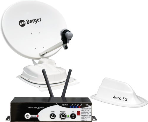 Berger vollautomatisches Satellitensystem inklusive 4G Router Komplettkit geeignet für Wohnmobil/-wagen/Kastenwagen/LKW - Praktisches & Technik