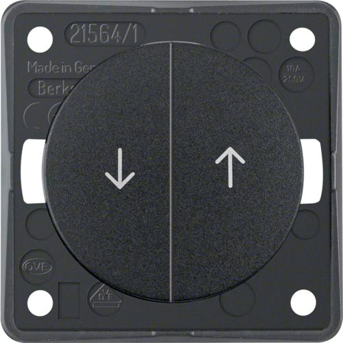 Berker Integro Jalousie-Serientaster mit Aufdruck Symbol Pfeile schwarz glänzend - Schalter, Taster & Rahmen