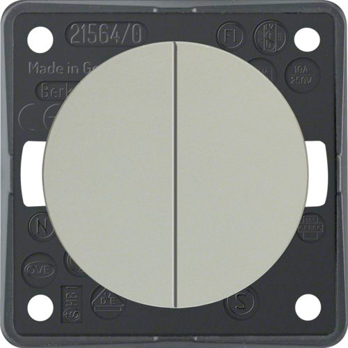 Berker Integro Serientaster 2 Schließer mit gemeinsamer Eingangsklemme edelstahl matt lackiert - Schalter, Taster & Rahmen