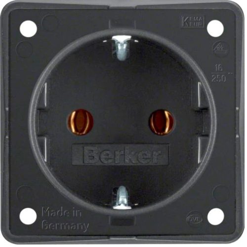 Berker Integro Steckdose Schutzkontakt mit Steckklemmen schwarz matt - Schalter, Taster & Rahmen