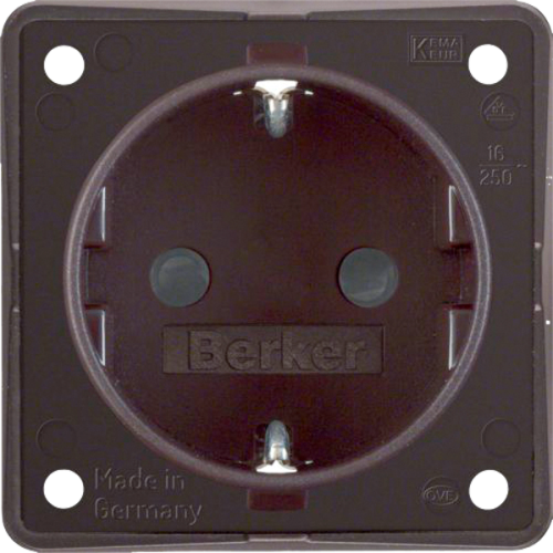 Berker Integro Steckdose Schutzkontakt mit erhöhtem Berührungsschutz braun matt - Schalter, Taster & Rahmen
