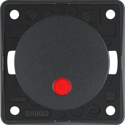 Berker Konroll-Ausschalter Integro Flow/Pure 2-polig für Beleuchtung und Kontrollschaltung mit integrierter Glimmlampe  Anthrazit glänzend - Schalter, Taster & Rahmen