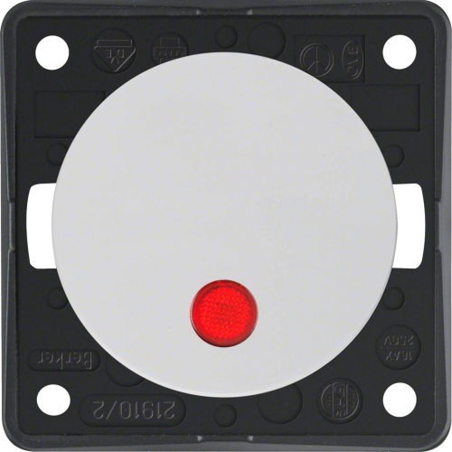 Berker Konroll-Ausschalter Integro Flow/Pure 2-polig für Beleuchtung und Kontrollschaltung mit integrierter Glimmlampe  Polarweiß glänzend - Schalter, Taster & Rahmen