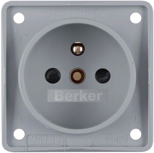 Berker Steckdose Frankreich - grau matt - Schalter, Taster & Rahmen
