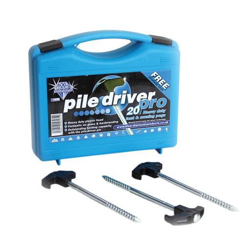Blue Diamond Pile Driver Pegs Pro Zeltheringe aus Stahl 20 teilig - Zeltheringe & Abspannmaterial