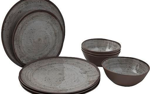 Bo-Camp Halo Geschirr-Set 12-tlg. beige für 4 Personen - Kunststoff und Melamin Geschirr-Sets