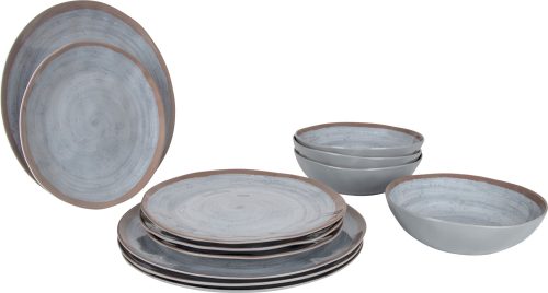 Bo-Camp Halo Geschirr-Set 12-tlg. grau / braun für 4 Personen - Kunststoff und Melamin Geschirr-Sets