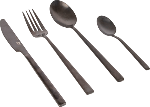 Bo-Camp Industrial Edelstahl Besteckset 16-tlg. Schwarz - Campingbesteck