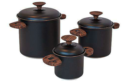 Bo-Camp Industrial Hading Compact 3 Topfset Edelstahl stapelbar 3-tlg. - Kochgeschirr-Sets