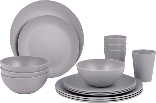 Bo-Camp Renew Geschirrset aus recyceltem RPET 16-teilig - Kunststoff und Melamin Geschirr-Sets