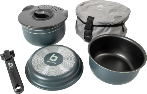 Bo-Camp Trekking Topfset stapelbar Aluminium mit Antihaftbeschichtung 5-tlg.  - Kochgeschirr-Sets