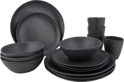 Bo-Camp Urban Outdoor Collection Hoxton Geschirrset Melamin 16 teilig für 4 Personen grau - Kunststoff und Melamin Geschirr-Sets
