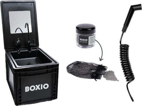 Boxio Wash Plus Mobiles Waschbecken Starter Set bestehend aus Boxio Wash / Shower / Beads / Mirror - Waschbecken