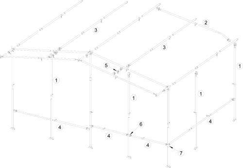 Brand Zusatzgestänge für Vorzelte und Zelte Dachstange gebogen Stahl 25 mm Länge 270 - 320 cm - Zelt-Gestänge & Zubehör