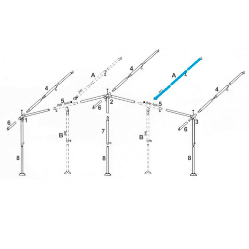 Brand Zusatzgestänge für Vorzelte und Zelte Dachstange mit Haken und Schelle Aluminium 28 mm Länge 220 - 300 cm - Zelt-Gestänge & Zubehör