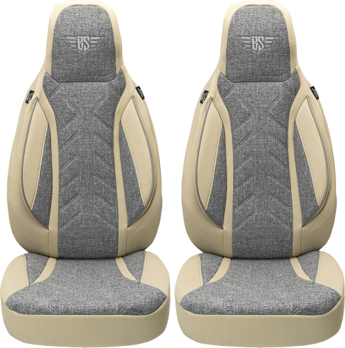 Bremer-Sitzbezüge Wohnmobil Schonbezüge 2 Stück für Ducato / Jumper / Boxer grau/beige - Sitzbezüge