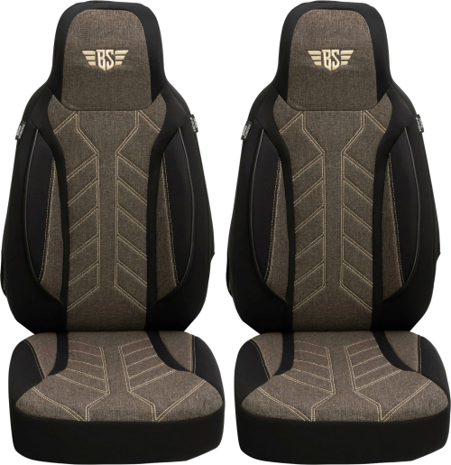 Bremer-Sitzbezüge Wohnmobil Schonbezüge 2 Stück für Ducato / Jumper / Boxer schwarz/braun - Sitzbezüge