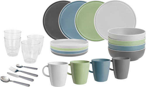 Brunner All Inclusive Dolomit buntes Melamingeschirrset 36 teilig 4 Personen - Kunststoff und Melamin Geschirr-Sets