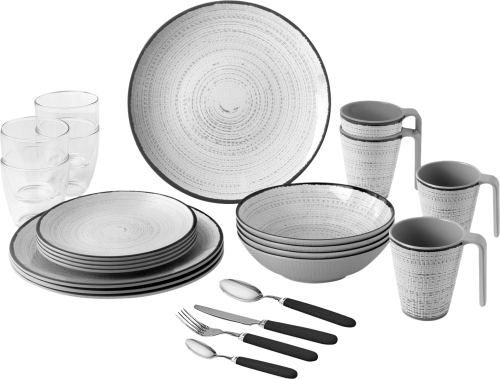 Brunner All Inclusive Geschirr-Set 36-tlg. tivoli für 4 Personen - Kunststoff und Melamin Geschirr-Sets