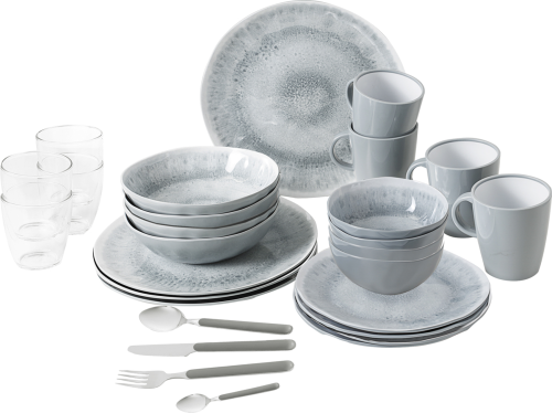 Brunner All Inclusive VIP Pearl Geschirr-Set 40-tlg. für 4 Personen - Kunststoff und Melamin Geschirr-Sets