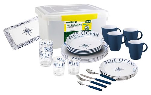 Brunner Blue Ocean Geschirr-Set 38-tlg. für 4 Personen - Kunststoff und Melamin Geschirr-Sets