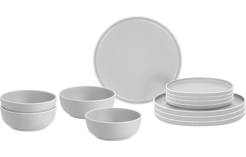 Brunner Dolomit Geschirr-Set 12-tlg. weiß für 4 Personen - Kunststoff und Melamin Geschirr-Sets