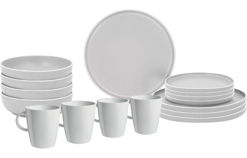 Brunner Lunch Box Dolomit 16 teilig Weiß - Kunststoff und Melamin Geschirr-Sets