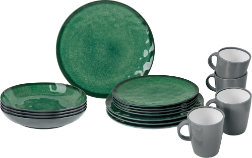 Brunner Lunch Box Geschirr-Set 16-tlg. sea green für 4 Personen - Kunststoff und Melamin Geschirr-Sets