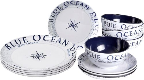 Brunner Midday Blue Ocean Melamin Geschirr-Set 12-tlg. - Kunststoff und Melamin Geschirr-Sets
