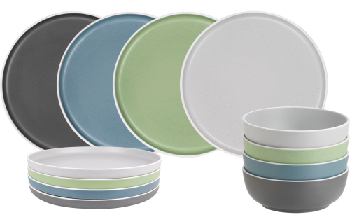 Brunner Midday Geschirr-Set 12-tlg. dolomit für 4 Personen - Kunststoff und Melamin Geschirr-Sets