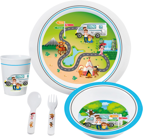 Brunner Time To Travel 3+ Kindergeschirr-Set 5-tlg. - Kunststoff und Melamin Geschirr-Sets