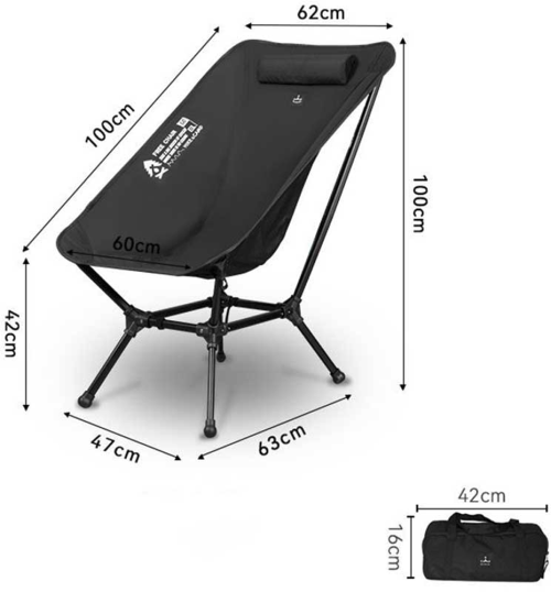 BusBoxx Defthike faltbarer Campingstuhl Free Lounge Chair Schwarz - Klappstühle
