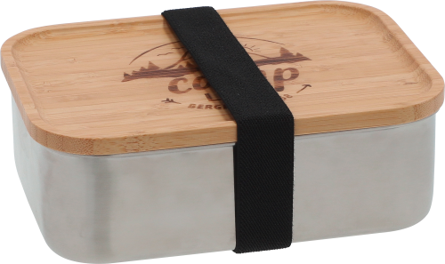 Camplife Edelstahldose mit Bambusdeckel und Gummiband 1200 ml - Lebensmittelbehälter / Vorratsdosen