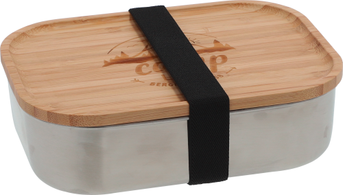 Camplife Edelstahldose mit Bambusdeckel und Gummiband 1400 ml - Lebensmittelbehälter / Vorratsdosen