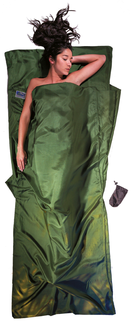 CocoonLeicht-Reiseschlafsack Rechteck Seide dark olive green  - Schlafsäcke