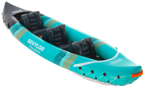 Coleman aufblasbares Kajak Kit Sevylor Toledo 2+1 für 2 Erwachsene und 1 Kind inkl. wasserdichter Tasche und Finne - Schlauchboote, Kajaks & SUP-Boards